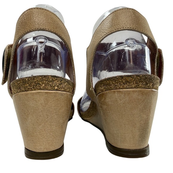 Taos Carousel 3 Comfort wedge sandals tan leather Women size 39‎ US 8.5 open toe - Picture 6 of 12